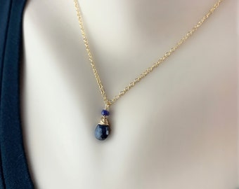 Sapphire Necklace Blue Sapphire Layering Necklace September Birthstone Dainty Necklace Silver Necklace Gold Necklace Necklace for Women