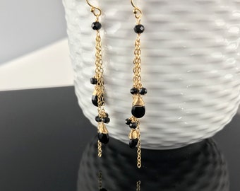 Black Earrings Dangle Earrings Gold Earrings Earrings for Women Long Earrings Dangle Earrings Drop Earrings Statement Earrings Gift for Mom