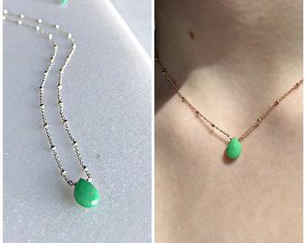 Chrysoprase Necklace Seafoam Gemstone Green Jewelry Bridesmaid Jewelry Wedding Jewelry Delicate Necklace Layering Necklace Dainty Necklace