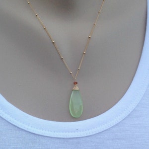 Green Chalcedony Green Gemstone Drop Necklace Statement Necklace Layering Necklace Pendant Necklace Everyday Necklace Gift for Mother