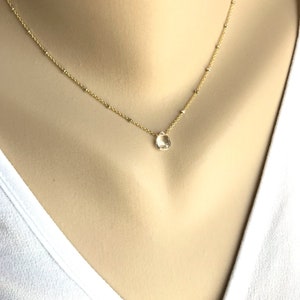 White Topaz Necklace April Birthstone Crystal Pendant Delicate Necklace Dainty Necklace Layering Necklace Everyday Necklace Gift for Her image 8