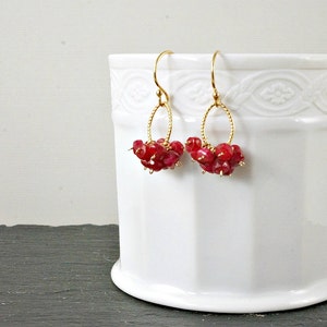 Ruby Earrings July Birthstone Dainty Earrings Gemstone Earrings Red Earrings Dangle Earrings Minimalist Earrings Earrings for Women