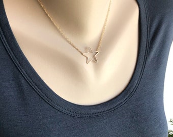 Star Necklace Gold Star Necklace Celestial Jewelry Simple Necklace Delicate necklace Layering Necklace Silver Star Minimalist Necklace