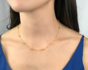 Citrine Necklace,Dainty Citrine Chocker,November Birthstone Necklace,Simple Gemstone Necklace,Minimalist Everyday Necklace,Graduation Gift