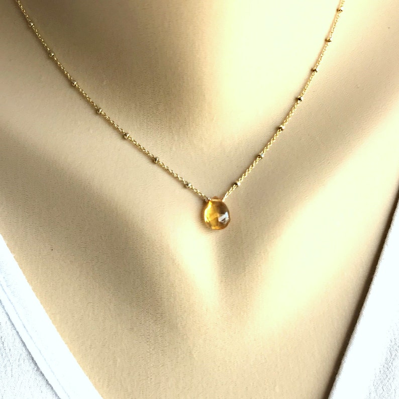 Dainty Citrine Necklace November Birthstone Delicate Necklace Layering Necklace Gemstone Necklace Everyday Necklace Citrine Jewelry image 1