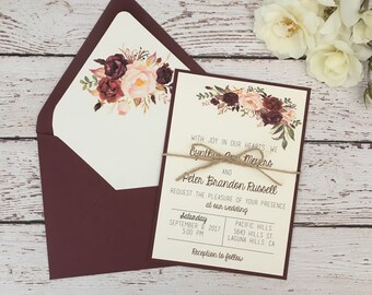 rustic wedding invitation etsy
