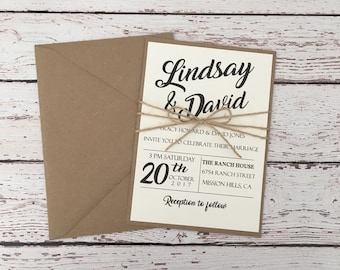 simple wedding invitation etsy