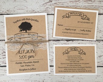 rustic lace invite etsy