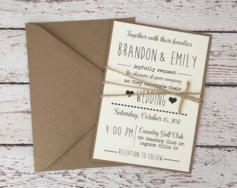 rustic wedding invitation etsy