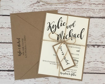 rustic wedding invitation etsy