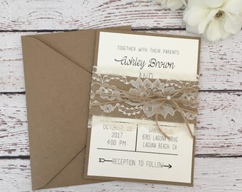 rustic wedding invitation etsy