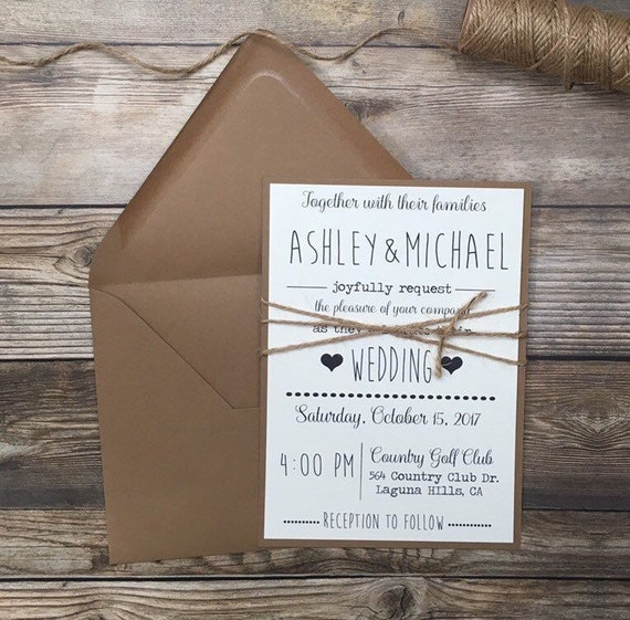 Simple Rustic Wedding Invitation Rustic Modern Invitation Etsy