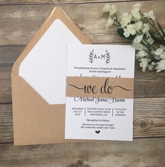 Rustic Wedding Invitation Simple Wedding Invitation We Do Etsy