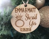 Christmas ornament, personalized ornament, wooden Christmas ornament, engagement gift for couples, wedding gift for couples