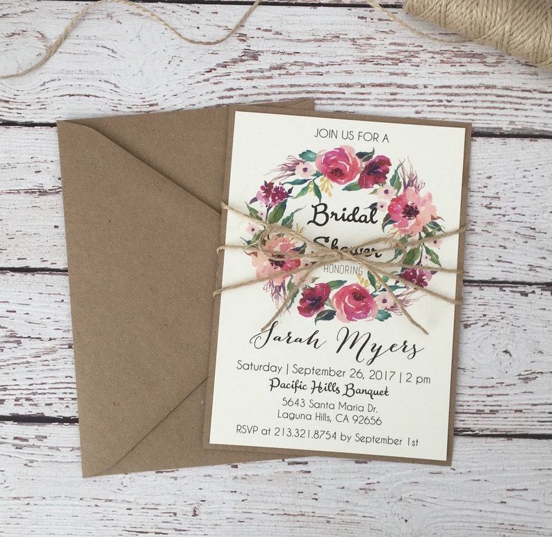 Bridal shower invitation bohemian bridal shower invite | Etsy