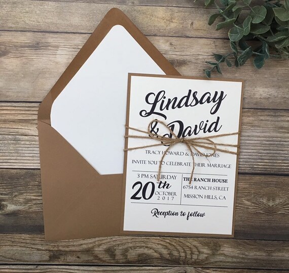 Rustic Wedding Invitationsimple Wedding Invitation Rustic Etsy