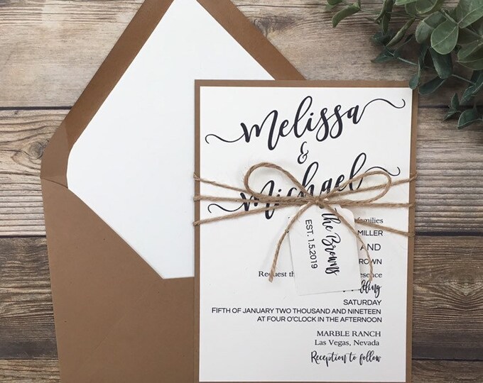 Rustic wedding invitation wedding invitation kit simple Etsy
