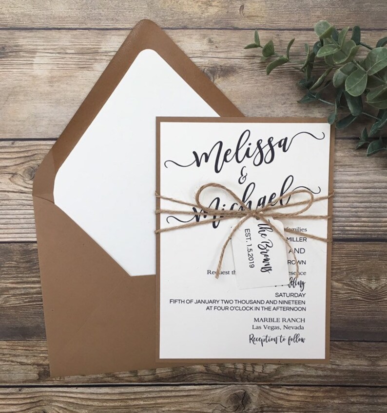 Rustic wedding invitation wedding invitation kit simple Etsy