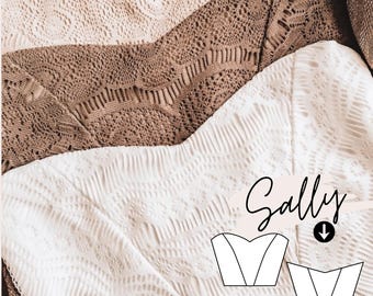 Strapless Crop Top PDF Sewing Pattern - Easy DIY Lace Top - Sweetheart Bodice Pattern.