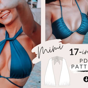 Multiway top PDF Sewing pattern - 17 in 1 Swimsuit Pattern - Bikini Top Template