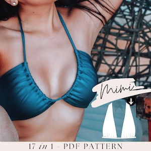 Multiway top PDF Sewing pattern - 17 in 1 Swimsuit Pattern - Bikini Top Template