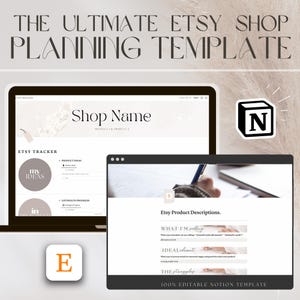 Small Business Notion Template: Product Description Template, Etsy SEO worksheet, Listing Planner to Sell on Etsy - New Etsy Shop Organizer