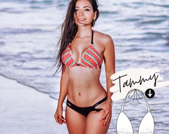 DIY Supportive Triangle Bikini Top Pattern PDF. Braided and Double Strap Video Tutorial Included. Beginner Friendly Printable Sewing Pattern
