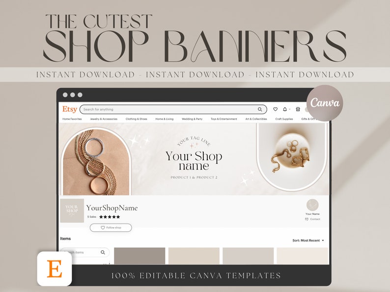 Etsy Shop Banner Mockup Cards Canva Templates for a Perfect Etsy Store