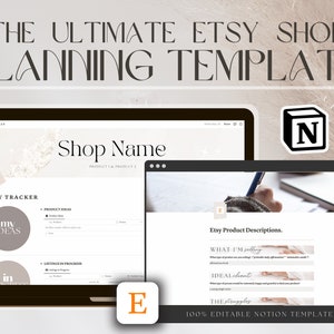 Small Business Notion Template: Product Description Template, Etsy SEO worksheet, Listing Planner to Sell on Etsy - New Etsy Shop Organizer