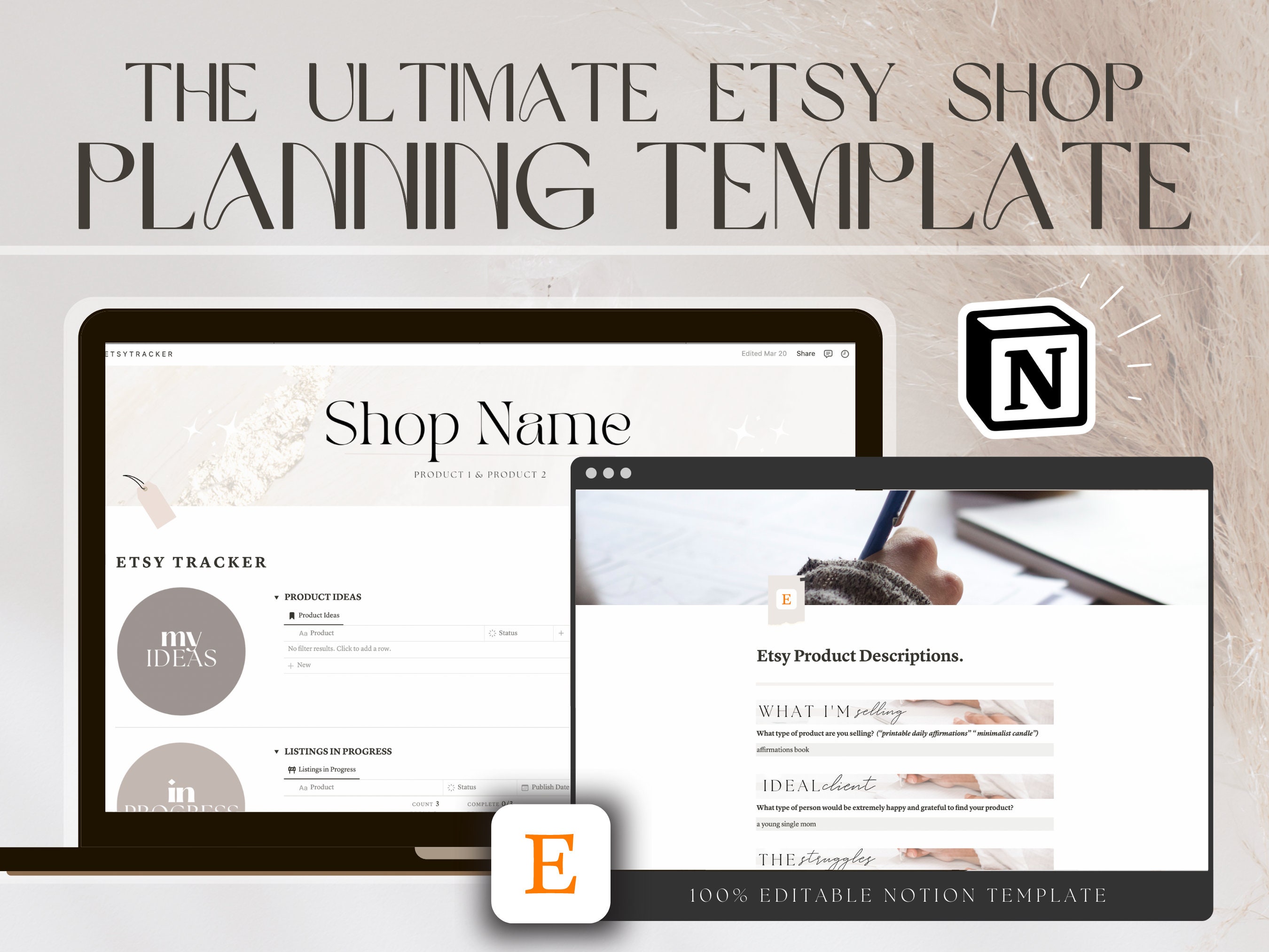 Small Business Notion Template Product Description Template, Etsy SEO