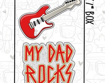 NEW!! My Dad Rocks Set Cookie Cutter by Peaches and Dream, Super Dad Cookie Cutter, Dad Cookie Cutter, Guitar Cookie Cutter, Electric Guitar