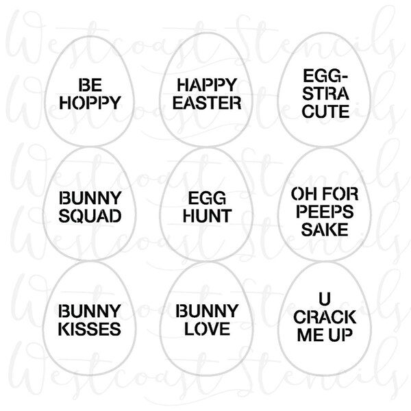 Fast Shipping! Easter Conversation Eggs Stencil, Easter Eggs Stencil, Eggs Conversation Stencil, Easter Words Cookie Stencil, Easter Stencil