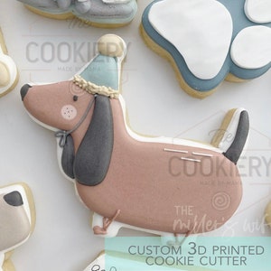 FAST SHIPPING!!! Dog Cookie Cutter, Puppy Cookie Cutter, Big Dog Cookie Cutter, Dog with Party Hat, Dog with Balloon, Birthday Cookie Cutter