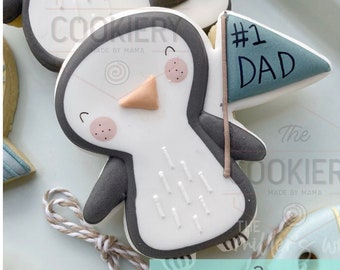 FAST SHIPPING! Penguin with Flag Banner Cookie Cutter, Father’s Day Cookie Cutter, Penguin Cookie Cutter, Father’s Day, Penguin, Dad