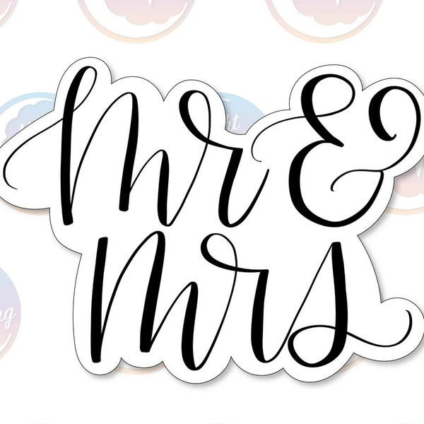 NEW!! Mr. and Mrs. 1 The Night Owl Icing, Wedding Cookie Cutter, Hand Lettered Cookie Cutter