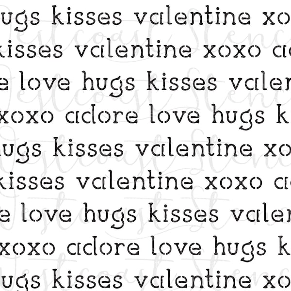 FAST SHIPPING!!! Love Hugs and Kisses Background Cookie Stencil, I Love You Stencil, Valentines Typewriter Stencil