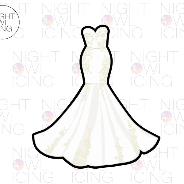 NEW!! Sweetheart Mermaid Wedding Dress The Night Owl Icing, Wedding Dress Cookie Cutter