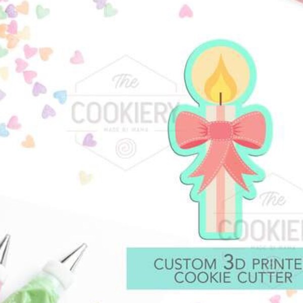 FAST SHIPPING! Religious Candle With Bow Cutter, Cookie Cutter, Christening Candle Cutter, Candle Cookie, First Communion Cookie