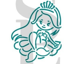 FAST Shipping!! Mermaid #2 PYO Stencil, Mermaid Stencil, Under the Sea Stencil, Mermaid PYO Cookie Stencil