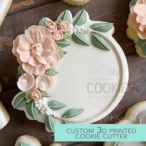 FAST SHIPPING!!! Circle Floral Plaque Cutter, Cookie Cutter, Wedding Cutter, Mother's Day Cutter, Birthday Cutter, Fondant Cutter