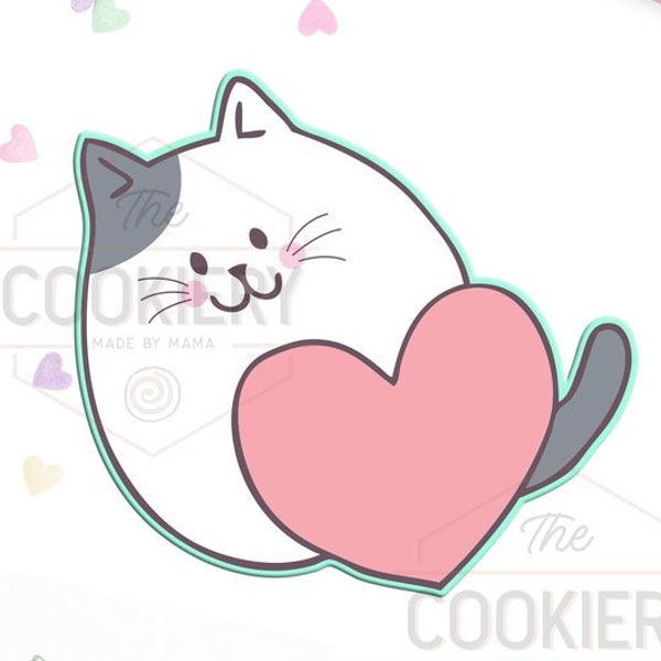 FAST SHIPPING!!! Valentine's Cat Cutter, Cookie Cutter, Cute Cat Cutter,  Valentine's Day Cookie, Love Cookie Cutter