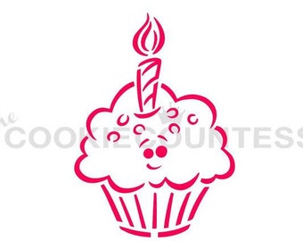Expédition rapide!!! Dessiné avec le pochoir PYO Cupcake de caractère, le pochoir à biscuits Cupcake Airbrush, le pochoir Cupcake Cookies, le pochoir de décoration de gâteau