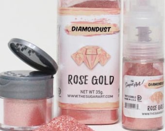 FAST SHIPPING!!! Rose Gold Diamond Dust, The Sugar Art, Edible Dust, Kosher, Food Safe Glitter, Edible Glitter