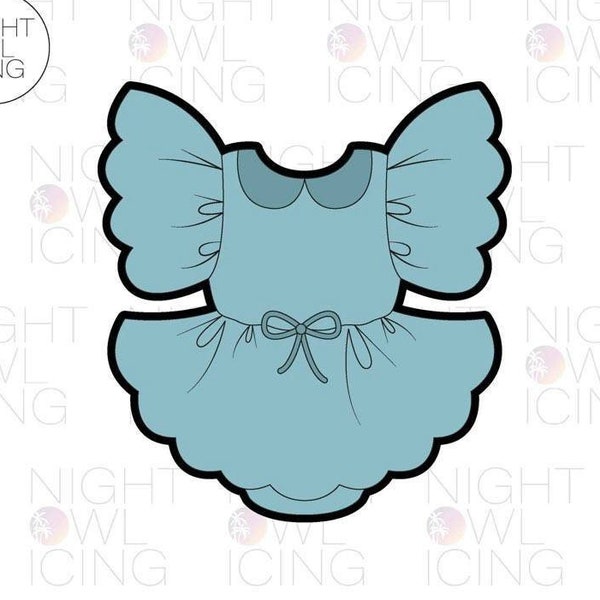 FAST SHIPPING!!! Ruffle Baby Dress 1 Cookie Cutter by Night Owl, Dress Cookie Stencil, Baby Dress Cookie Cutter, Baby Girl