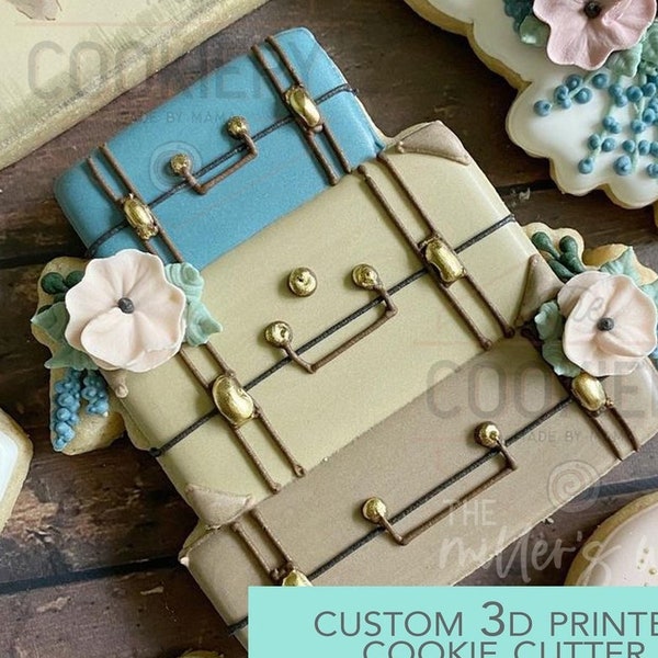 FAST SHIPPING!!! Floral Vintage Suitcases Cutter, Cookie Cutter, Suitcases Cookie Cutter, Luggage Cookie Cutter