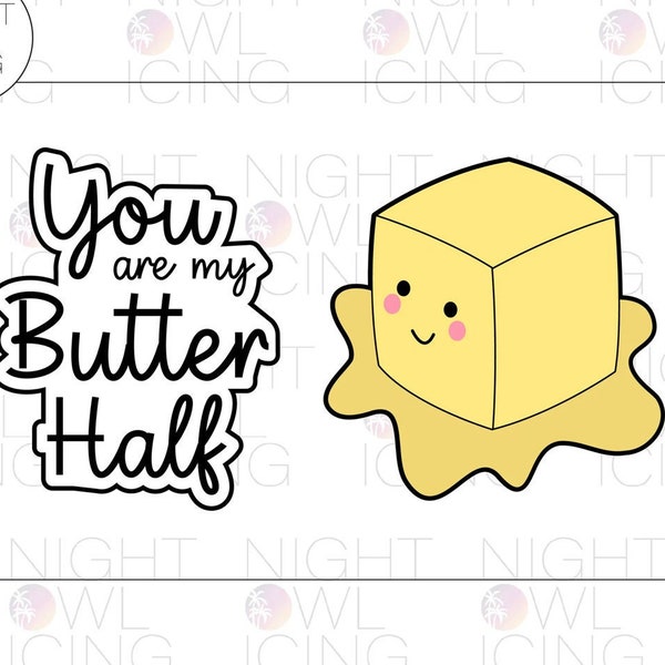 NEW!! You're My Butter Half Set Cookie Cutter by The Night Owl Icing, Valentines Cookie Cutter, Butter Cookie Cutter, Love, Butter Half