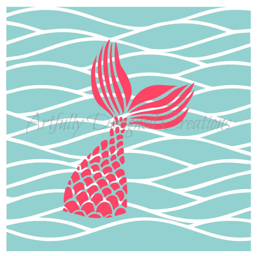 FAST Shipping! Waves and Mermaid Tail Stencil, Little Mermaid Stencil ...