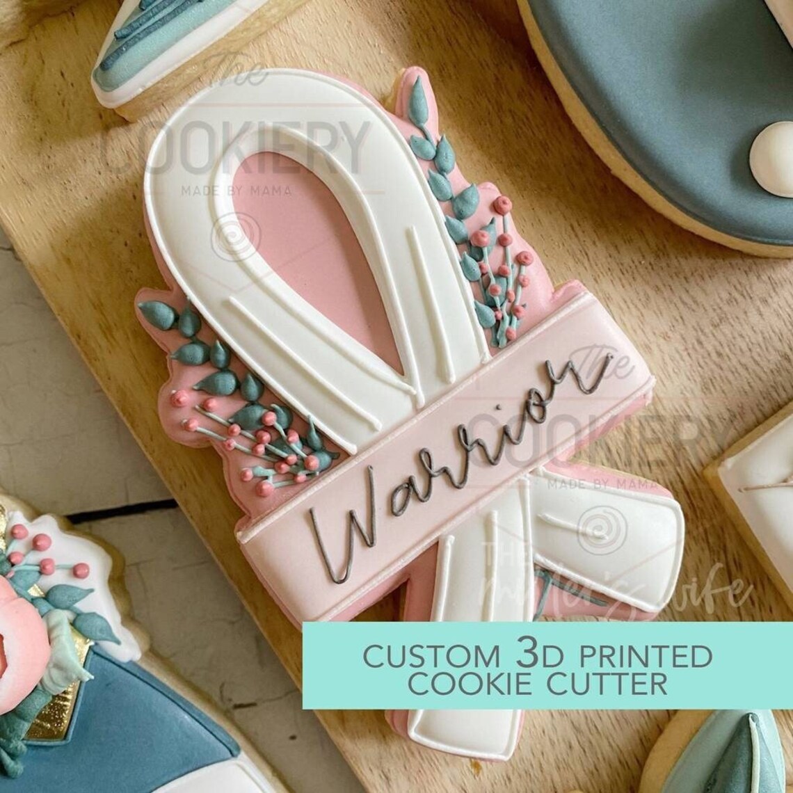 FAST SHIPPING Floral Cancer Survivor Ribbon Cutter Cookie Etsy