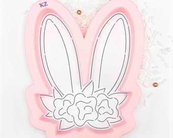 Fast Shipping!!! Bunny Ears Stencil and Cookie Cutter Set, Easter Cookie Stencil, Easter Cookie Cutter, Happy Easter Stencil, Floral Bunny