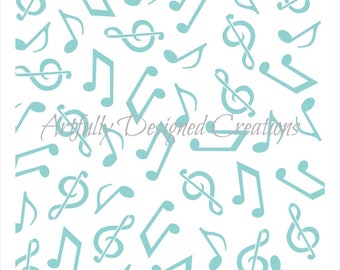 FAST SHIPPING!! Music Notes Stencil, Music Notes Background Stencil, Music Cookie Stencil, Music Cake Stencil, Music Notes Cookie Stencil